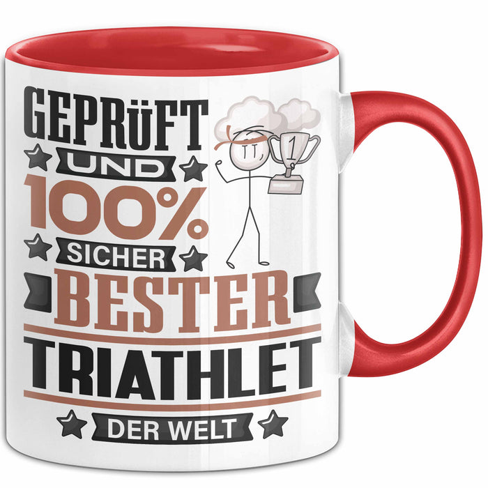 Triathlet Geschenk Lustiger Spruch für Triathlet Geschenkidee Bester Triathlet Der Welt Rot Trendation
