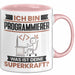 Programmierer Tasse Geschenk für Programmierer Geburtstag Lustiger Spruch Kaffee-Becher Was Ist Deine Superkraft Rosa Trendation