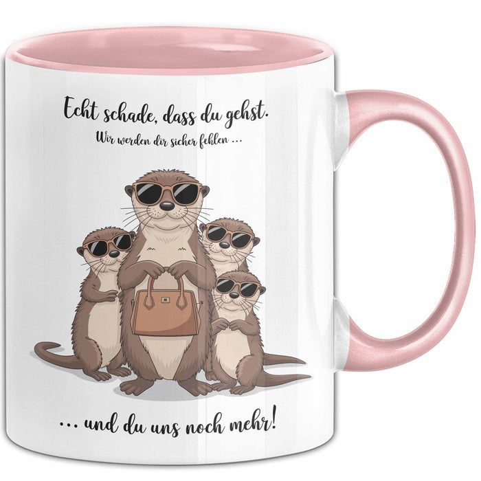 Büroarbeit Kollege Abschied Tasse Geschenk Lustige Geschenkidee Spruch Echt Schade Dass Du Gehst Rosa Trendation