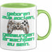 Humor Tasse Gamer – Geboren zum Zocken, gezwungen erwachsen zu sein – Lustiger Kaffee-Becher Geschenk für Gamer & Zocker Grün Trendation