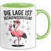 Flamingo Trinkend Tasse Geschenk Lustige Geschenkidee Spruch Die Lage Ist Besäufniserregend Grün Trendation