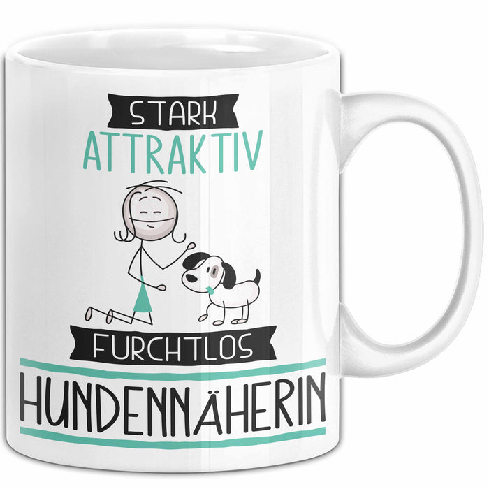 Hundennäherin Tasse Geschenk Becher Stark Attraktiv Furchtlos Hundennäherin Lustige Geschenkidee Weiß Trendation