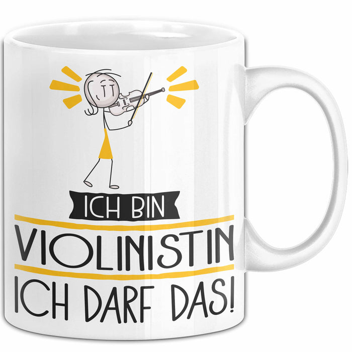 Geschenk für Violinistin Tasse Lustige Geschenkidee Geburtstag Ich Bin Violinistin Ich Darf Das Weiß Trendation