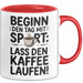 Kaffeeliebhaber Tasse Geschenk Lustige Geschenkidee Spruch Beginn Den Tag Mit Sport: Lass Den Kaffee Laufen Rot Trendation