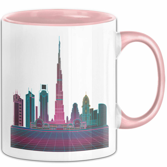 Dubai VAE Burj Khalifa Tasse Geschenk Lustige Geschenkidee Spruch Rosa Trendation