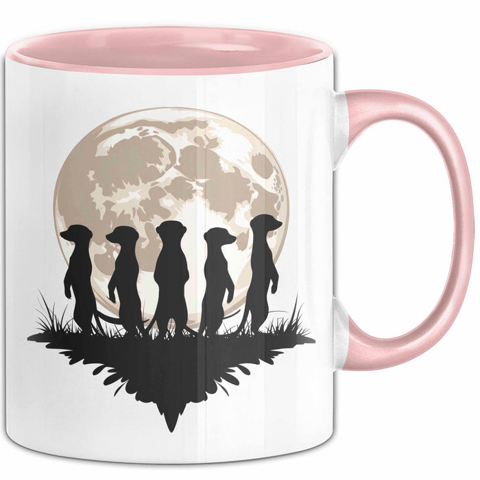 Erdmännchen Tier Mond Tasse Geschenk Lustige Geschenkidee Rosa Trendation