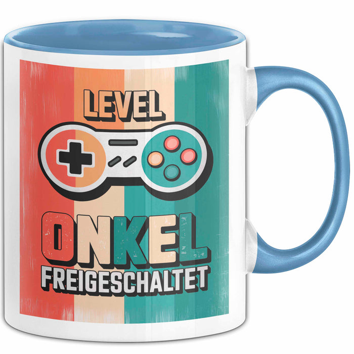 Onkel Gamer Sarkastisch Sarkasmus Tasse Geschenk Lustige Geschenkidee Spruch Level Onkel Freigeschaltet Blau Trendation