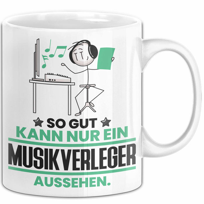 Musikverleger Geschenk Tasse So Gut Kann Nur Ein Musikverleger Aussehen Geschenkidee Kaffee-Becher Weiß Trendation