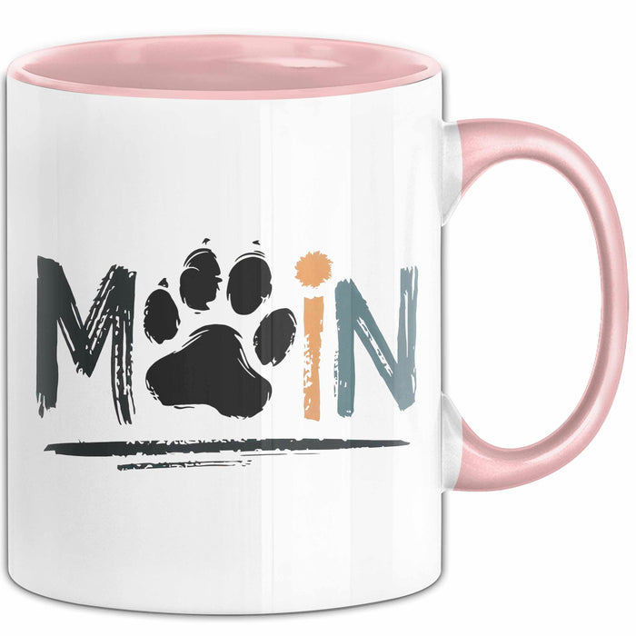Hund Tierliebhaber Tasse Geschenk Lustige Geschenkidee Spruch Moin Rosa Trendation