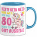 80. Geburtstag Tasse Frauen Geschenk Bitte Nur Kein Neid Nur Weil Ich mit 80 Noch So Gut Aussehe Mama Oma Blau Trendation