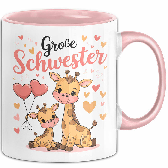 Big Sister Ältere Geschwister Schwestern Giraffe Tasse Becher Geschenk Lustige Geschenkidee Spruch Big Sister Rosa Trendation