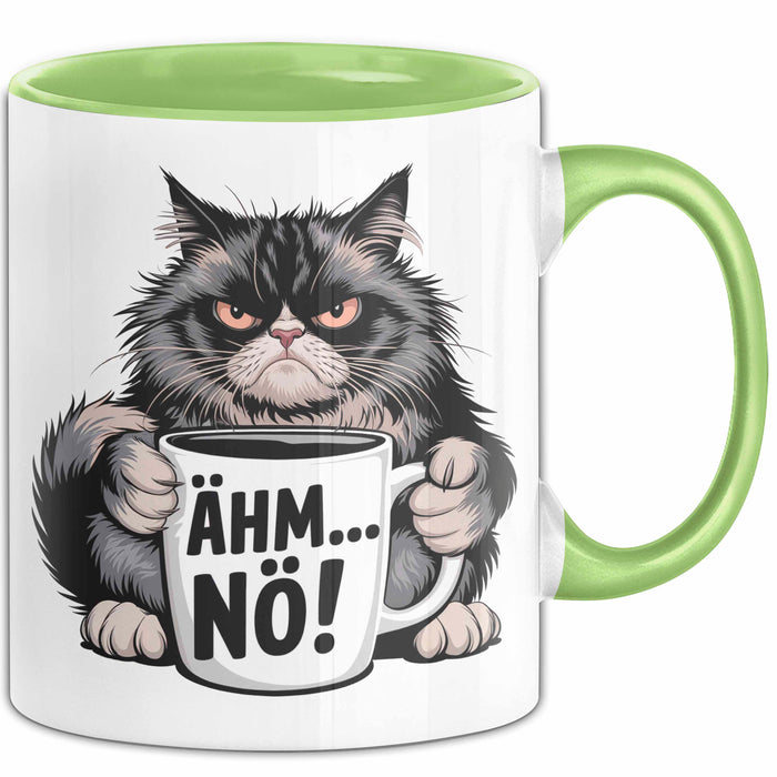 Katzen Tierliebhaber Tasse Geschenk Lustige Geschenkidee Spruch Ähm Nö Grün Trendation