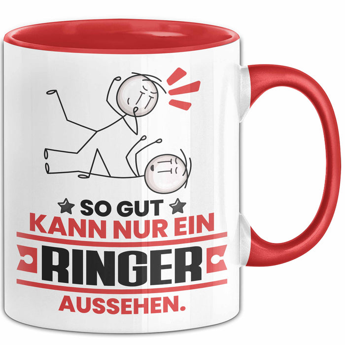 Ringer Geschenk Tasse So Gut Kann Nur Ein Ringer Aussehen Geschenkidee Kaffee-Becher Rot Trendation