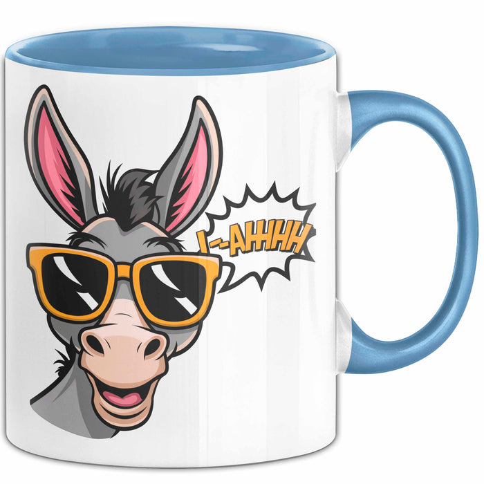 Esel Sonnenbrille Tasse Geschenk Lustige Geschenkidee Spruch Blau Trendation