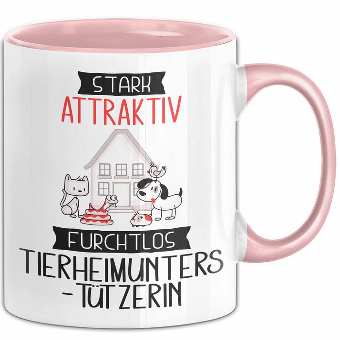 Tierheimunterstützerin Tasse Geschenk Becher Stark Attraktiv Furchtlos Tierheimunterstützerin Lustige Geschenkidee Rosa Trendation