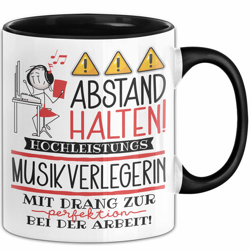 Musikverlegerin Tasse Geschenk Lustig Abstand Halten Hochleistungs-Musikverlegerin Mit Drang Zur Perfektion Bei Der Arbeit Trendation