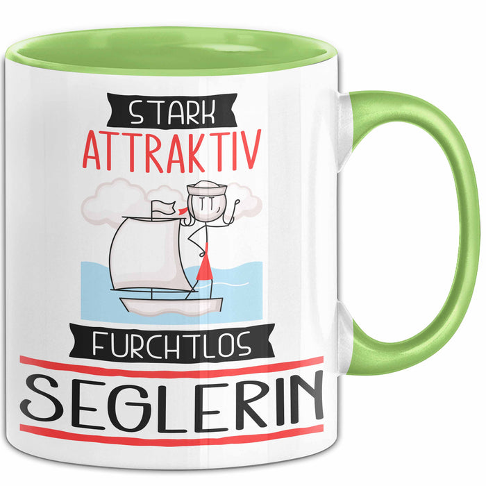 Seglerin Tasse Geschenk Becher Stark Attraktiv Furchtlos Seglerin Lustige Geschenkidee Grün Trendation