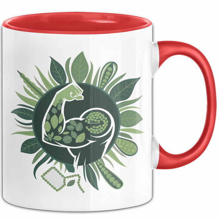 Veganer Bodybuilder Tasse Geschenkidee für Lifter Rot Trendation