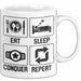 Gamer Tasse Geschenk Eat Sleep Conquer Repeat Geschenkidee Becher Weiß Trendation