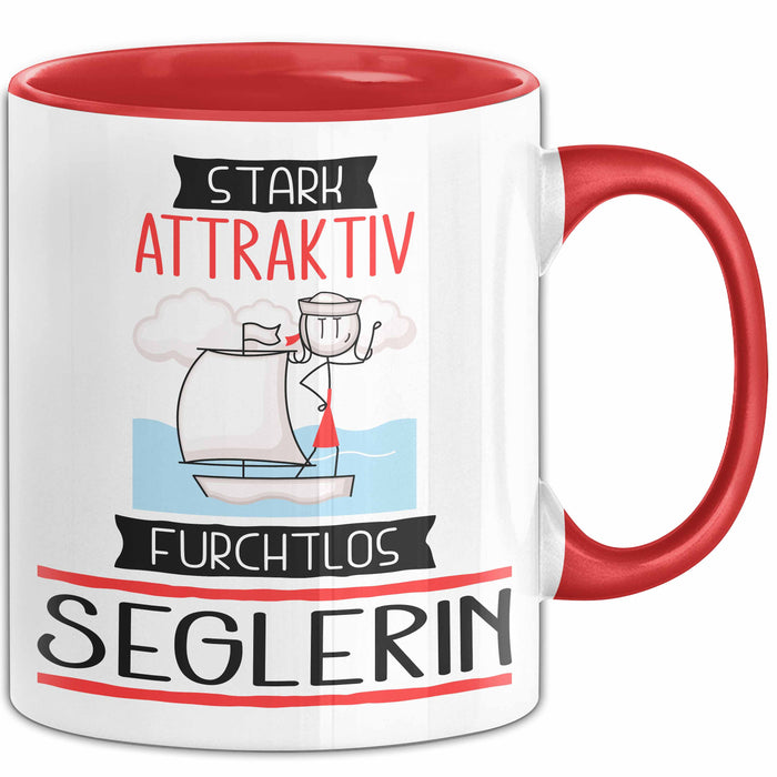 Seglerin Tasse Geschenk Becher Stark Attraktiv Furchtlos Seglerin Lustige Geschenkidee Rot Trendation