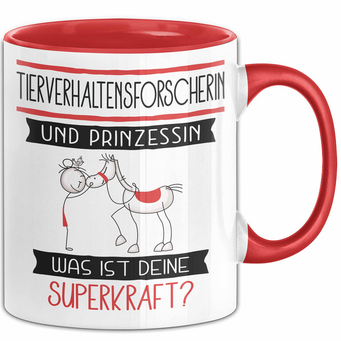 Tierverhaltensforscherin Und Prinzessin Tasse Geschenk Für Eine Tierverhaltensforscherin Geburtstag Was Ist Deine Superkraft Rot Trendation