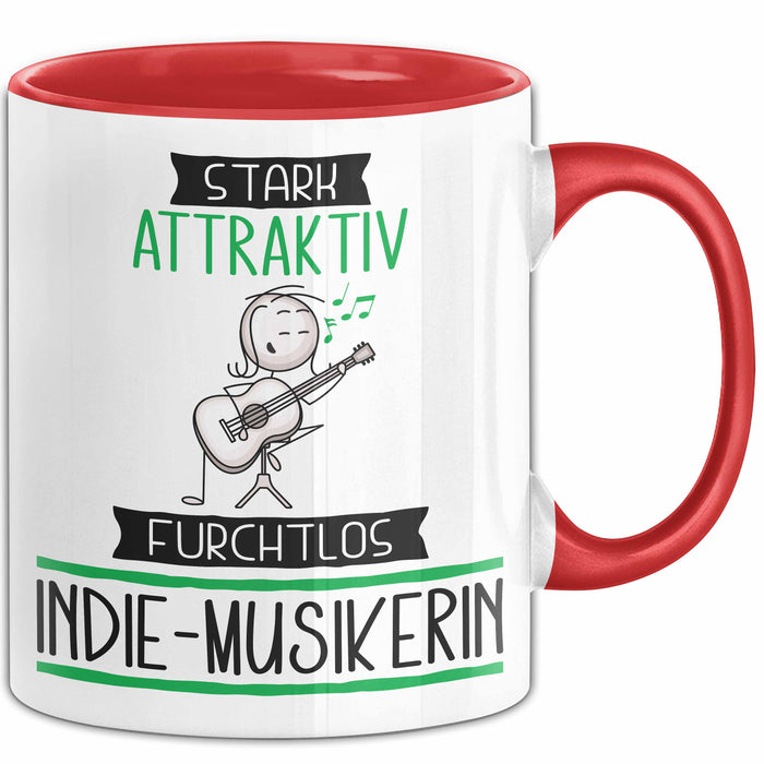 Indie-Musikerin Tasse Geschenk Becher Stark Attraktiv Furchtlos Indie-Musikerin Lustige Geschenkidee Rot Trendation
