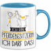 Geschenk für Pferdebesitzerin Tasse Lustige Geschenkidee Geburtstag Ich Bin Pferdebesitzerin Ich Darf Das Blau Trendation
