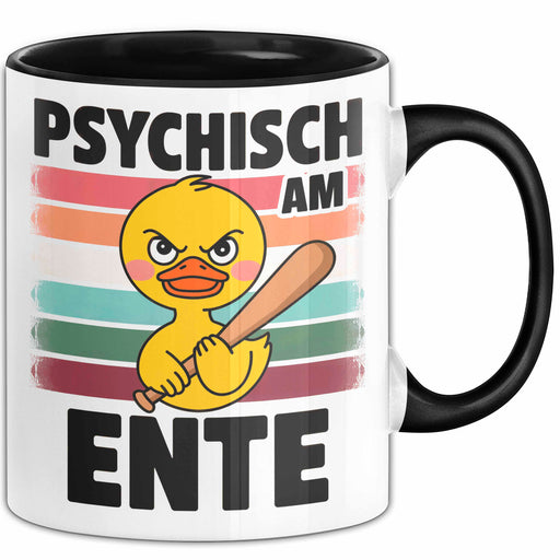 Quietscheente Tier Tasse Geschenk Lustige Geschenkidee Spruch Psychisch Am Ente Schwarz Trendation