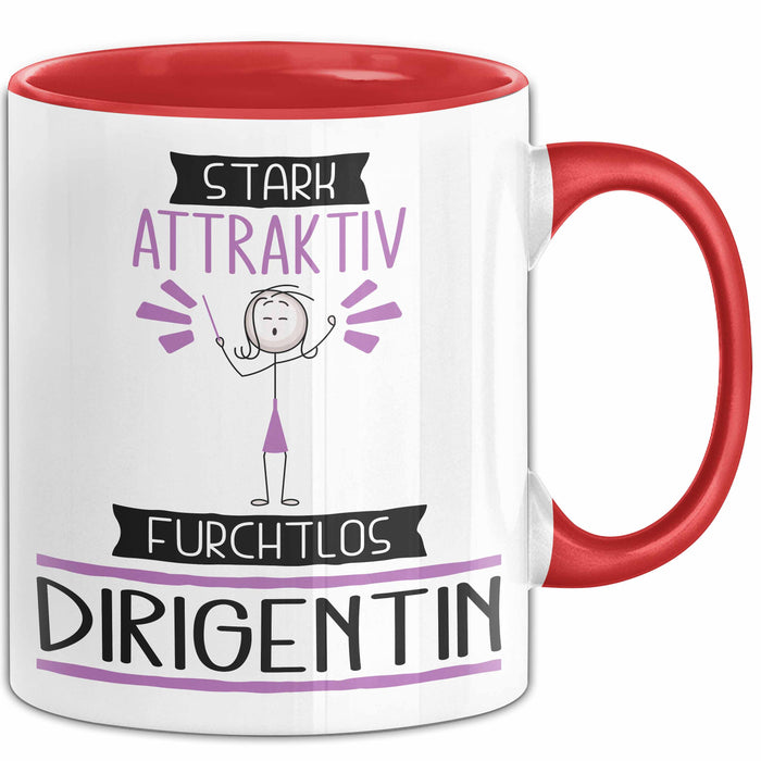 Dirigentin Tasse Geschenk Becher Stark Attraktiv Furchtlos Dirigentin Lustige Geschenkidee Rot Trendation