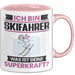 Skifahrer Tasse Geschenk für Skifahrer Geburtstag Lustiger Spruch Kaffee-Becher Was Ist Deine Superkraft Rosa Trendation
