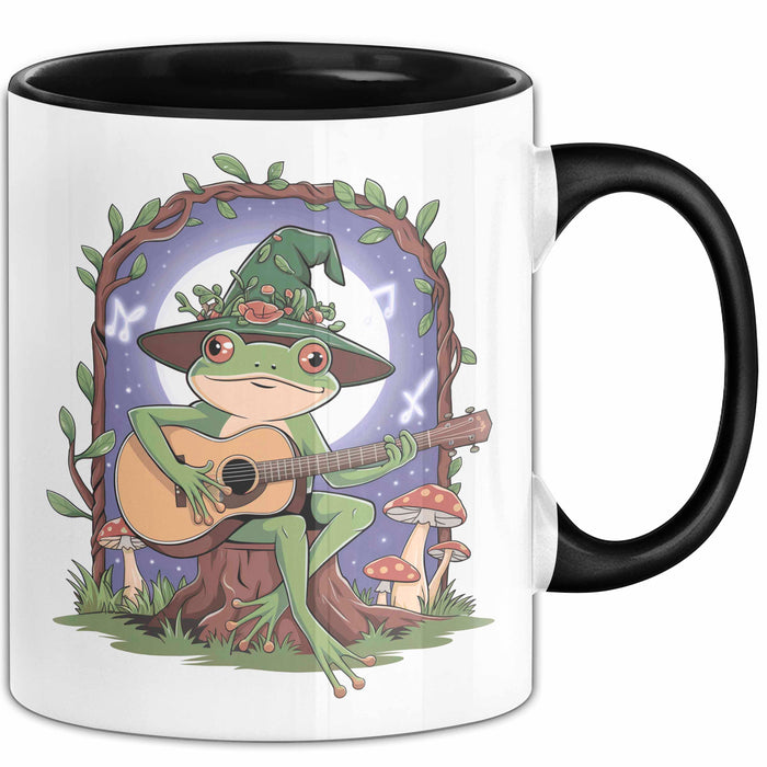 Frosch Tier Spielt Banjo Tasse Geschenk Lustige Geschenkidee Spruch Schwarz Trendation