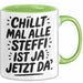 Steffi Tasse Geschenk Chillt Mal Alle Steffi Ist Ja Jetzt Da Geschenkidee Becher mit Name Grün Trendation