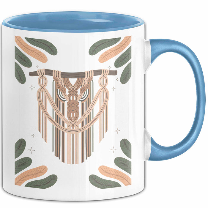 Makramee Liebhaber Tasse Geschenk Lustige Geschenkidee Spruch Für Faser Kunst Fans Blau Trendation