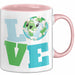 Erde Love Welt Tasse Geschenk Umwelt Kaffee-Becher Rosa Trendation