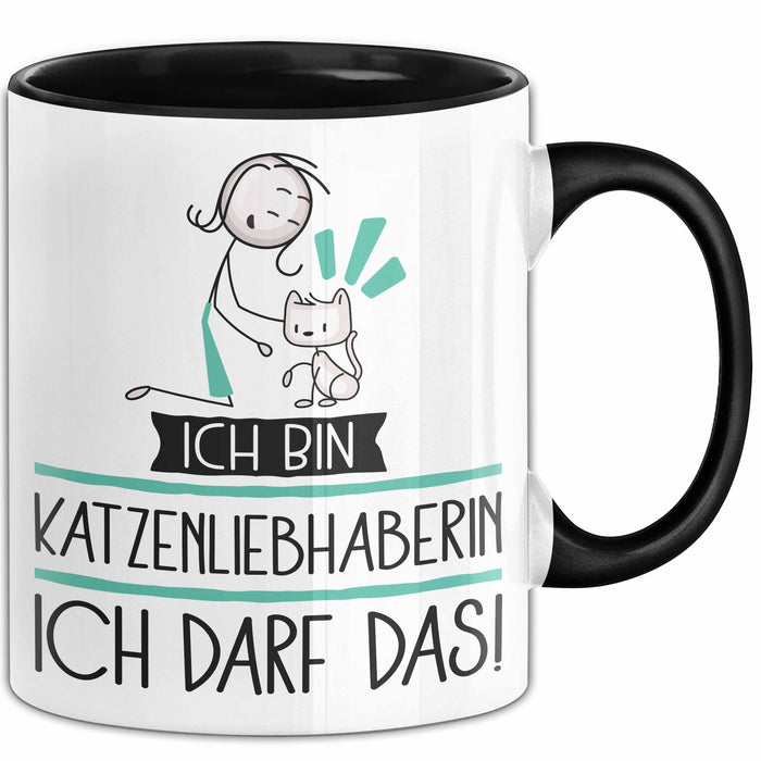 Geschenk für Katzenliebhaberin Tasse Lustige Geschenkidee Geburtstag Ich Bin Katzenliebhaberin Ich Darf Das Trendation
