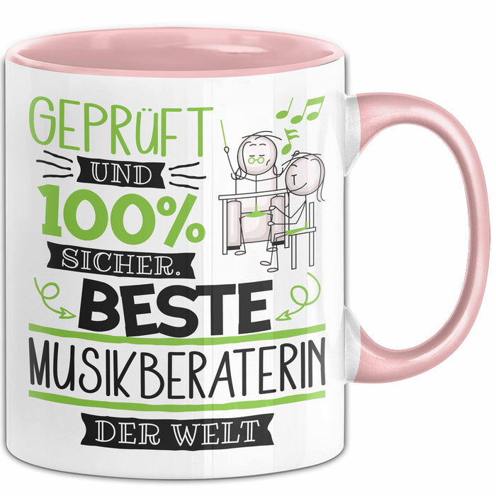 Beste Musikberaterin Der Welt Tasse Geschenk für Eine Musikberaterin Geprüft Und Sicher Geschenkidee Geburtstag Weihnachten Rosa Trendation