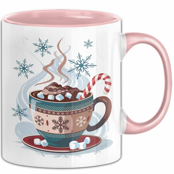 Winterzeit Tasse Geschenkidee für Schneeliebhaber Rosa Trendation