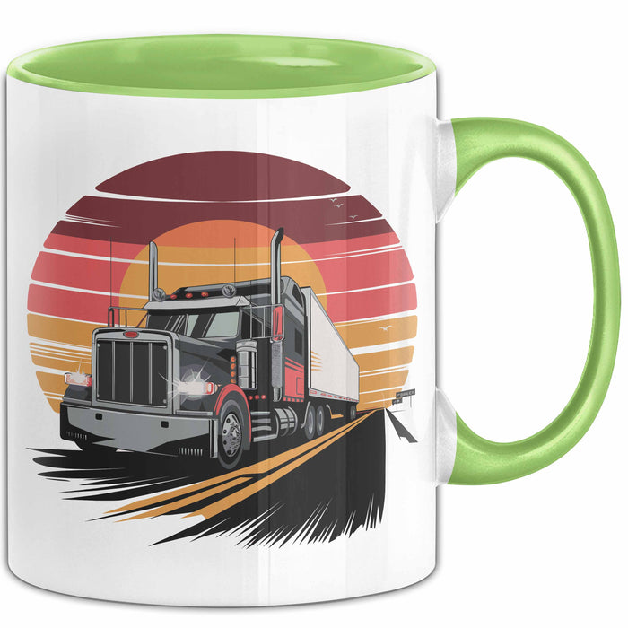 Lkw Fahrer Tasse Geschenkidee für Trucker Lustiger Spruch Grün Trendation