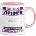 Zipliner Tasse Geschenk für Zipliner Geburtstag Lustiger Spruch Kaffee-Becher Was Ist Deine Superkraft Rosa Trendation