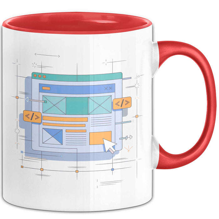 Web Entwickler Tasse Geschenk Lustige Geschenkidee Spruch Für Code Erbauer Rot Trendation
