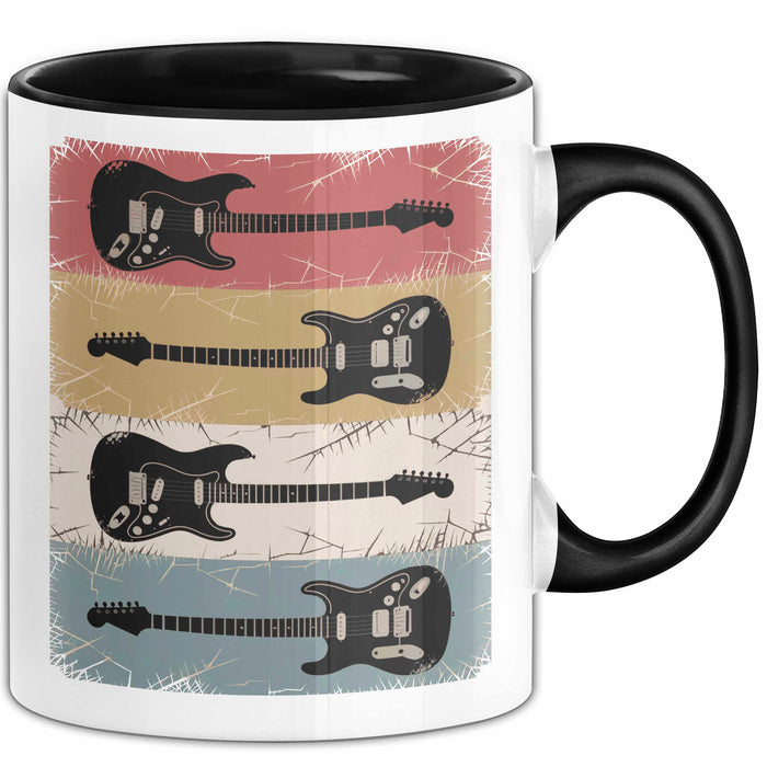 Gitarre Musik Retro Musiker Gitarrist Tasse Geschenk Lustige Geschenkidee Spruch Schwarz Trendation