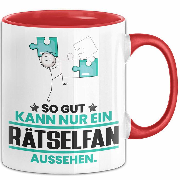 Rätselfan Geschenk Tasse So Gut Kann Nur Ein Rätselfan Aussehen Geschenkidee Kaffee-Becher Rot Trendation