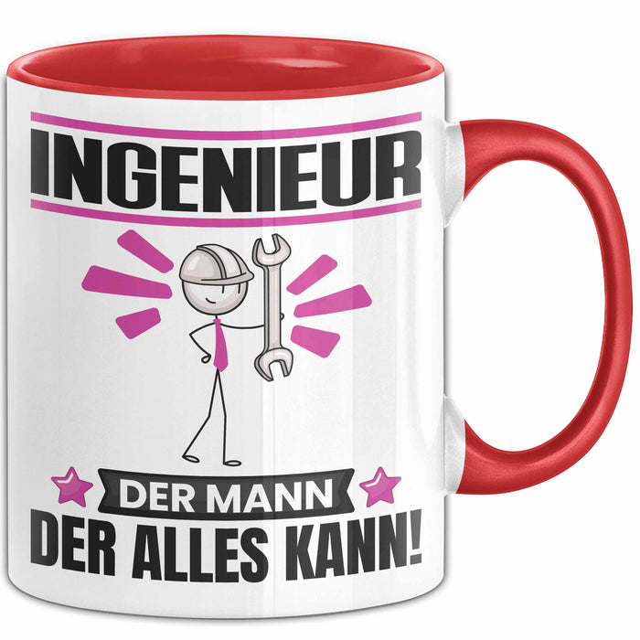Ingenieur Tasse Geschenk für Ingenieur Der Mann Der Alles Kann Geschenkidee zum Geburtstag Rot Trendation