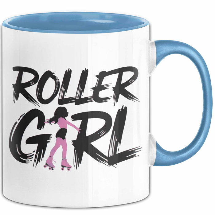 Rollschuh Skater Tasse Geschenk Rollergirl Skating Geschenkidee Lustig Blau Trendation