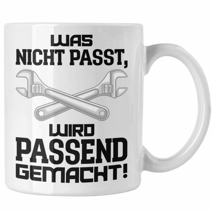Trendation - Handwerker Tasse mit Spruch Geschenke für Handwerk Kaffeebecher KFZ Mechaniker Mechatroniker Weiß Trendation