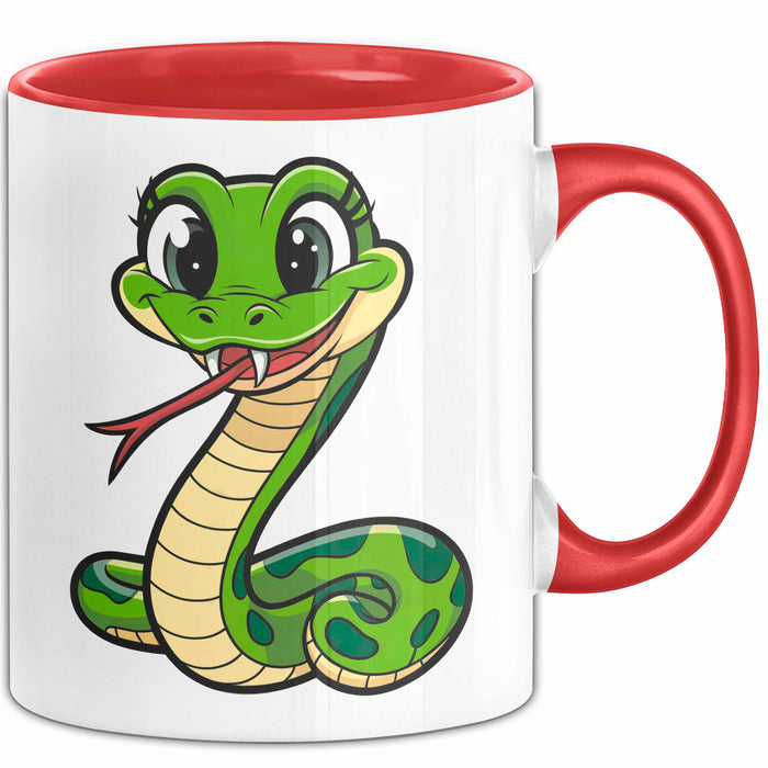 Reptil Schlange Tier Tasse Geschenk Lustige Geschenkidee Spruch Rot Trendation