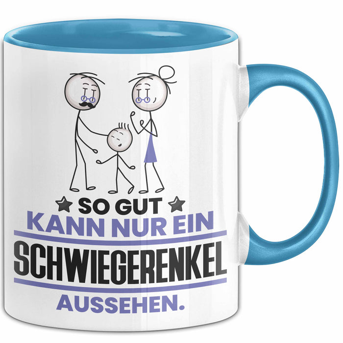 Schwiegerenkel Geschenk Tasse So Gut Kann Nur Ein Schwiegerenkel Aussehen Geschenkidee Kaffee-Becher Blau Trendation