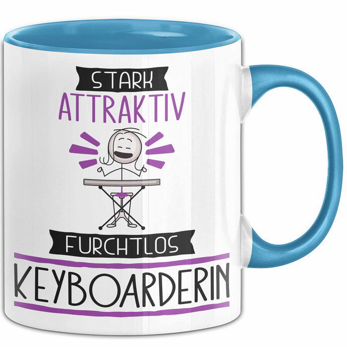 Keyboarderin Tasse Geschenk Becher Stark Attraktiv Furchtlos Keyboarderin Lustige Geschenkidee Blau Trendation