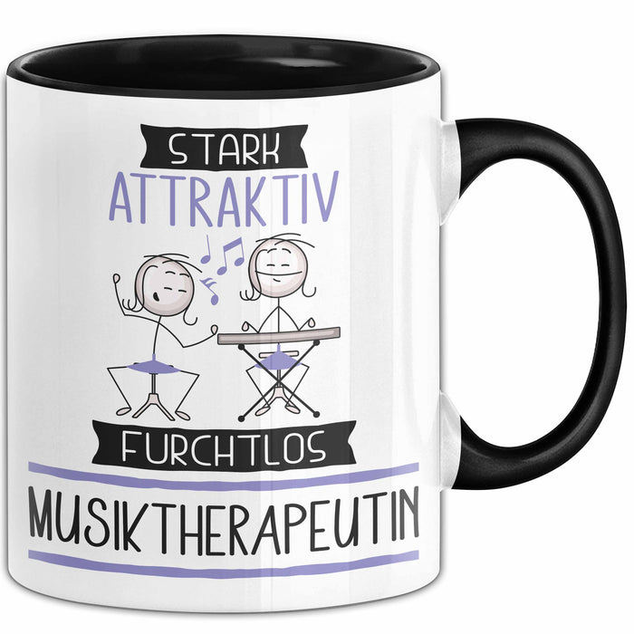 Musiktherapeutin Tasse Geschenk Becher Stark Attraktiv Furchtlos Musiktherapeutin Lustige Geschenkidee Trendation