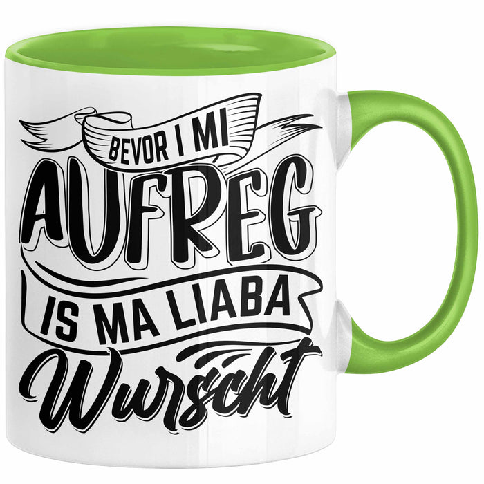 Bayern Tasse Geschenk Lustige Bayrische Sprüche Bayern Dialekt Kaffee-Becher Grün Trendation